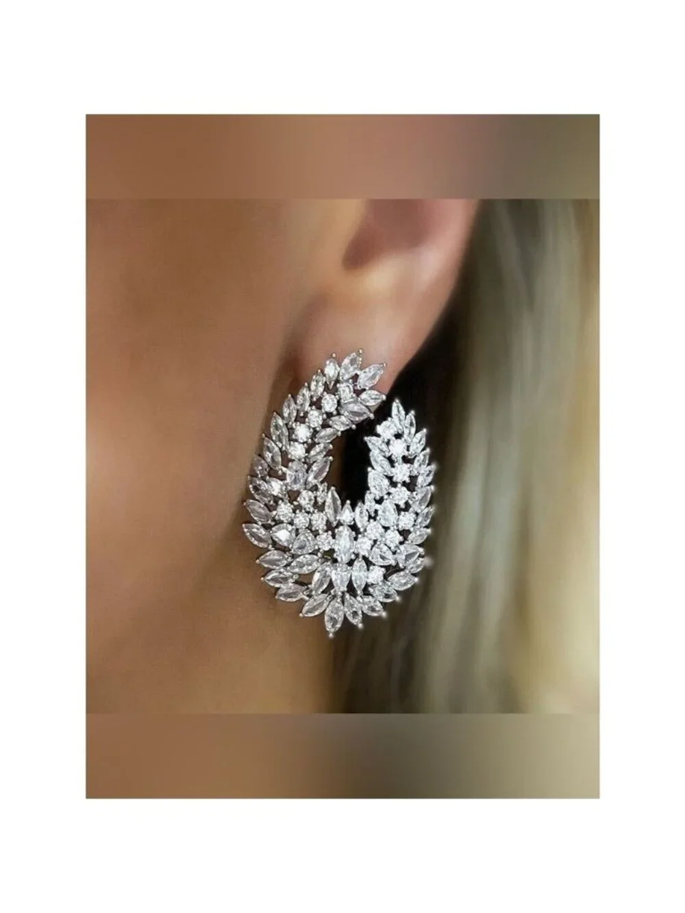 Diamond Leaf Statement Earrings Q1071